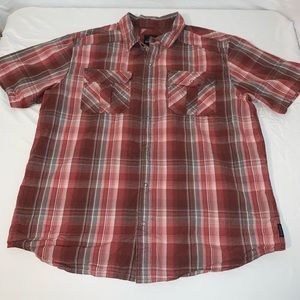 prAna Camp Shirt 100% Organic Cotton Plaid Snap Up